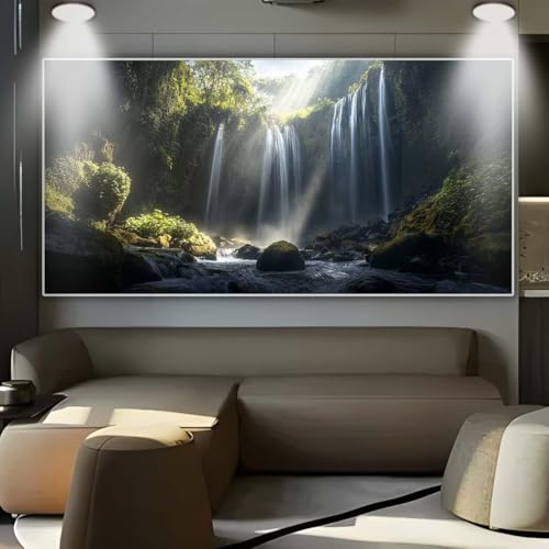 Diamond Painting Wasserfall Landschaft，Diamond Painting Erwachsene Groß XXL 50x120cm，Diamant Painting eckige steine Bilder，Diamond Art zubehör cross stitch kit，diamond Stickerei set Home Dekor B73 von cppxinng