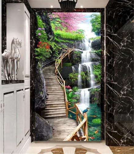 Diamond Painting Wasserfall Wald，Diamond Painting Erwachsene Groß XXL 70x160cm，Diamant Painting Round steine Bilder，Diamond Art zubehör cross stitch kit，diamond Stickerei set Home Wand Dekor I90 von cppxinng