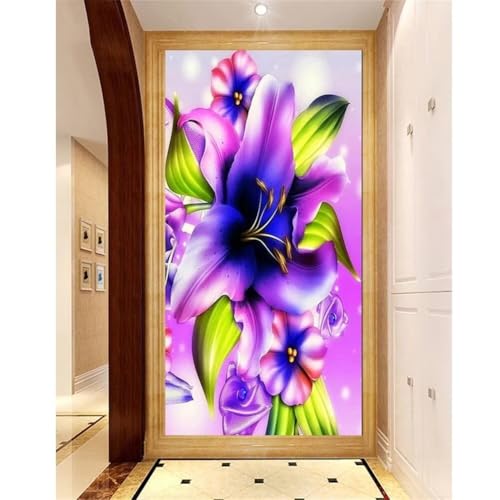 Diamond Painting lila Blume，Diamond Painting Erwachsene Groß XXL 100x250cm，Diamant Painting Round steine Bilder，Diamond Art zubehör cross stitch kit，diamond Stickerei set Home Wand Dekor Gifts I56 von cppxinng