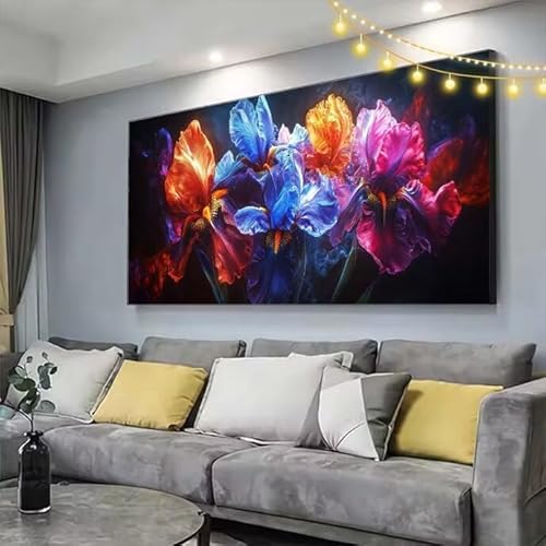 Farbe Diamond Painting XXL 150x80cm Diamant Painting Bilder Blume,5D Vollbohrer Diamant Kunst Malerei Stickerei Kreuzstich DIY Diamond Puzzle Mosaikherstellung Bastelset,Home Dekor Geschenke C124 von cppxinng