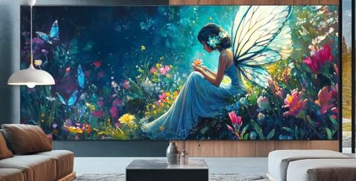 Fee Diamond Painting XXL 80x150cm Diamond Painting Erwachsene Garten,Diamant Malerei Full Round Kristall Kunst Malen Nach Zahlen,Kreuzstich Mosaik Bastelset Set,Home Dekor Geschenke für Frauen E52 von cppxinng