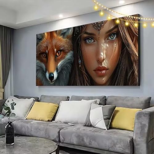 Fuchs Diamond Painting XXL 130x70cm Diamant Painting Bilder Schönheit,5D Vollbohrer Diamant Kunst Malerei Stickerei Kreuzstich DIY Diamond Puzzle Mosaikherstellung Bastelset,Home Dekor Geschenke C326 von cppxinng