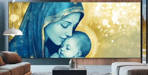 Jesus Diamond Painting XXL 100x250cm Diamond Painting Erwachsene Jungfrau Mo,Diamant Malerei Full Round Kristall Malen Nach Zahlen,Kreuzstich Mosaik Bastelset Set,Home Dekor Geschenke für Frauen J99 von cppxinng