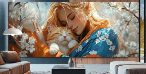 Katze Diamond Painting XXL 100x250cm Diamond Painting Erwachsene Vermissen,Diamant Malerei Full Round Kristall Malen Nach Zahlen,Kreuzstich Mosaik Bastelset Set,Home Dekor Geschenke für Frauen K79 von cppxinng