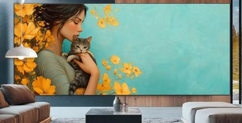 Katze Diamond Painting XXL 90x200cm Diamond Painting Erwachsene Schönheit,Diamant Malerei Full Round Kristall Malen Nach Zahlen,Kreuzstich Mosaik Bastelset Set,Home Dekor Geschenke für Frauen G94 von cppxinng