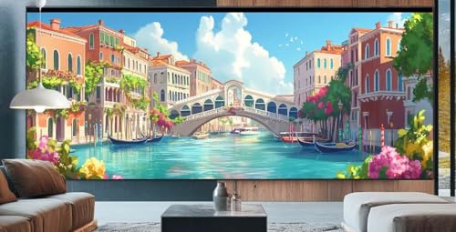 Kleine Stadt Diamond Painting XXL 100x200cm Diamond Painting Erwachsene Venedig,Diamant Malerei Full Round Kristall Malen Nach Zahlen,Kreuzstich Mosaik Bastelset Set,Dekor Geschenke für Frauen K49 von cppxinng