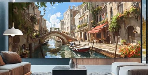 Kleine Stadt Diamond Painting XXL 100x200cm Diamond Painting Erwachsene Venedig,Diamant Malerei Full Round Kristall Malen Nach Zahlen,Kreuzstich Mosaik Bastelset Set,Dekor Geschenke für Frauen K50 von cppxinng