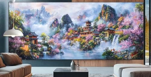 Landschaft Diamond Painting XXL 100x200cm Diamond Painting Erwachsene japanisch,Diamant Malerei Full Round Kristall Malen Nach Zahlen,Kreuzstich Mosaik Bastelset Set,Dekor Geschenke für Frauen J34 von cppxinng