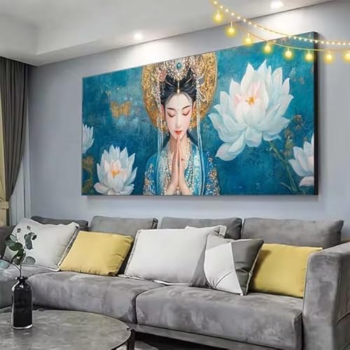 Lotus Diamond Painting XXL 200x100cm Diamant Painting Bilder Frau,5D Vollbohrer Diamant Kunst Malerei Stickerei Kreuzstich DIY Diamond Puzzle Mosaikherstellung Bastelset,Home Dekor Geschenke C313 von cppxinng