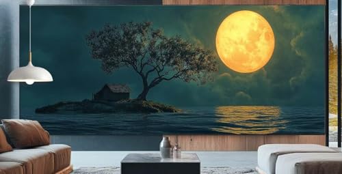 Mond Diamond Painting XXL 100x250cm Diamond Painting Erwachsene Baum,Diamant Malerei Full Round Kristall Kunst Malen Nach Zahlen,Kreuzstich Mosaik Bastelset Set,Home Dekor Geschenke für Frauen K10 von cppxinng