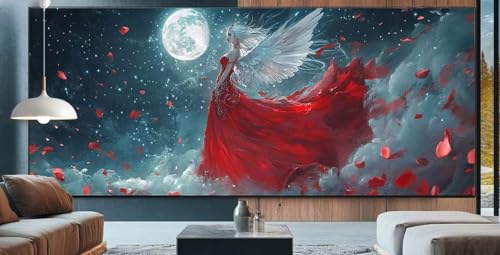 Mond Diamond Painting XXL 100x250cm Diamond Painting Erwachsene Fee,Diamant Malerei Full Round Kristall Kunst Malen Nach Zahlen,Kreuzstich Mosaik Bastelset Set,Home Wand Dekor Geschenke für Frauen K64 von cppxinng