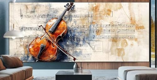 Musik Diamond Painting XXL 100x250cm Diamond Painting Erwachsene Violine,Diamant Malerei Full Round Kristall Kunst Malen Nach Zahlen,Kreuzstich Mosaik Bastelset Set,Home Dekor Geschenke für Frauen K85 von cppxinng