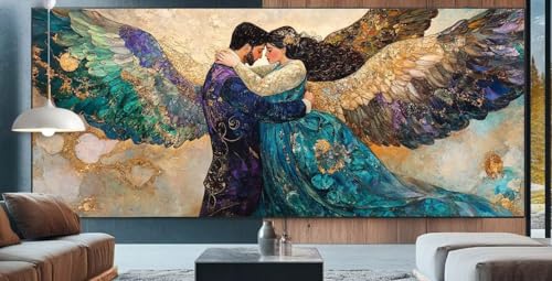 Paar Diamond Painting XXL 100x250cm Diamond Painting Erwachsene Engel,Diamant Malerei Full Round Kristall Kunst Malen Nach Zahlen,Kreuzstich Mosaik Bastelset Set,Home Dekor Geschenke für Frauen K25 von cppxinng