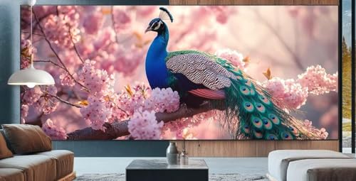 Pfau Diamond Painting XXL 90x160cm Diamond Painting Erwachsene Blume,Diamant Malerei Full Round Kristall Kunst Malen Nach Zahlen,Kreuzstich Mosaik Bastelset Set,Home Wand Dekor Geschenke für Frauen E9 von cppxinng