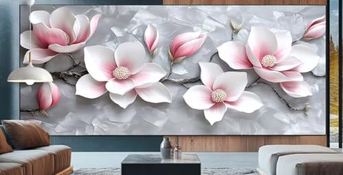 Rosa Diamond Painting XXL 70x160cm Diamond Painting Erwachsene Blume,Diamant Malerei Full Round Kristall Kunst Malen Nach Zahlen,Kreuzstich Mosaik Bastelset Set,Home Dekor Geschenke für Frauen C93 von cppxinng