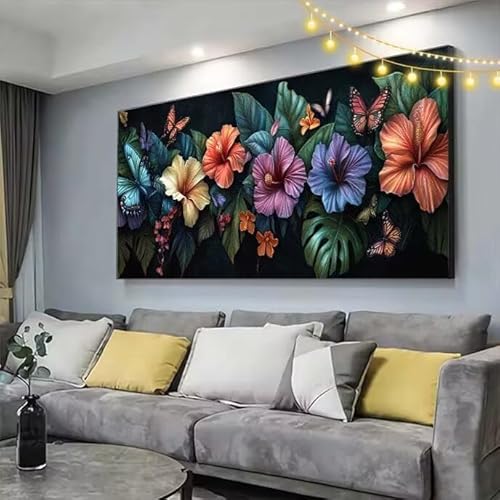 Schmetterling Diamond Painting XXL 150x80cm Diamant Painting Bilder Blume,5D Vollbohrer Diamant Kunst Malerei Stickerei Kreuzstich DIY Diamond Puzzle Mosaikherstellung Bastelset,Dekor Geschenke C341 von cppxinng