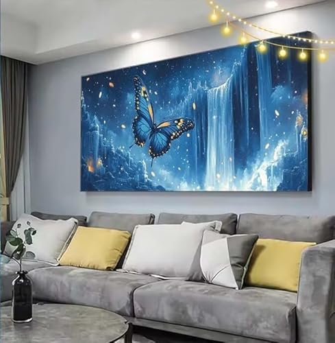 Schmetterling Diamond Painting XXL 150x80cm Diamant Painting Bilder Fallen,5D Vollbohrer Diamant Kunst Malerei Stickerei Kreuzstich DIY Diamond Puzzle Mosaikherstellung Bastelset,Dekor Geschenke C348 von cppxinng