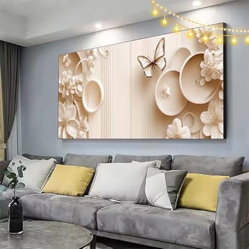 Schmetterling Diamond Painting XXL 180x80cm Diamant Painting Bilder Blume,5D Vollbohrer Diamant Kunst Malerei Stickerei Kreuzstich DIY Diamond Puzzle Mosaikherstellung Bastelset,Dekor Geschenke C334 von cppxinng