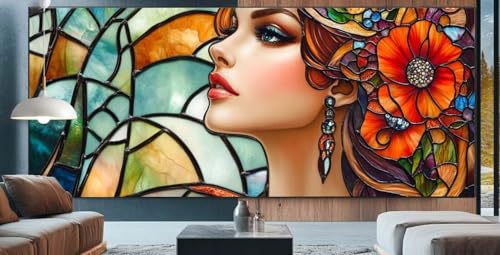 Schönheit Diamond Painting XXL 100x200cm Diamond Painting Erwachsene europäisch,Diamant Malerei Full Round Kristall Malen Nach Zahlen,Kreuzstich Mosaik Bastelset Set,Dekor Geschenke für Frauen H54 von cppxinng