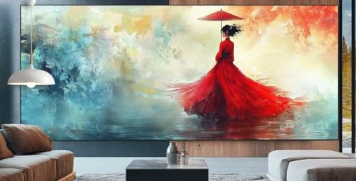 Schönheit Diamond Painting XXL 100x250cm Diamond Painting Erwachsene Regenschirm,Diamant Malerei Full Round Kristall Malen Nach Zahlen,Kreuzstich Mosaik Bastelset Set,Dekor Geschenke für Frauen J53 von cppxinng