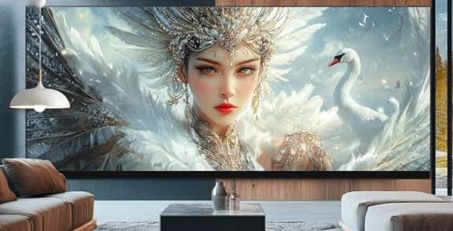 Schönheit Diamond Painting XXL 100x250cm Diamond Painting Erwachsene Schwan,Diamant Malerei Full Round Kristall Malen Nach Zahlen,Kreuzstich Mosaik Bastelset Set,Home Dekor Geschenke für Frauen K15 von cppxinng