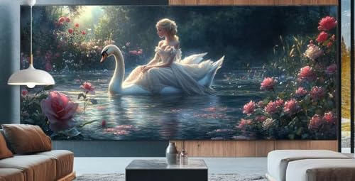 Schönheit Diamond Painting XXL 100x250cm Diamond Painting Erwachsene Schwan,Diamant Malerei Full Round Kristall Malen Nach Zahlen,Kreuzstich Mosaik Bastelset Set,Home Dekor Geschenke für Frauen K16 von cppxinng