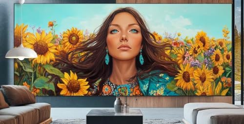 Schönheit Diamond Painting XXL 100x250cm Diamond Painting Erwachsene Sonnenblume,Diamant Malerei Full Round Kristall Malen Nach Zahlen,Kreuzstich Mosaik Bastelset Set,Dekor Geschenke für Frauen K70 von cppxinng