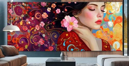 Schönheit Diamond Painting XXL 80x180cm Diamond Painting Erwachsene Blume,Diamant Malerei Full Round Kristall Malen Nach Zahlen,Kreuzstich Mosaik Bastelset Set,Home Dekor Geschenke für Frauen E17 von cppxinng