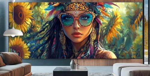 Sonnenblume Diamond Painting XXL 100x250cm Diamond Painting Erwachsene Vermissen,Diamant Malerei Full Round Kristall Malen Nach Zahlen,Kreuzstich Mosaik Bastelset Set,Dekor Geschenke für Frauen K81 von cppxinng