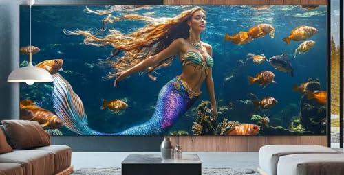 Tropische Fische Diamond Painting XXL 90x200cm Diamond Painting Erwachsene Meerjungfrau,Diamant Malerei Full Round Kristall Malen Nach Zahlen,Kreuzstich Mosaik Bastelset Set,Dekor Geschenke Frauen H9 von cppxinng