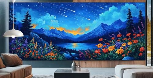 Wald Diamond Painting XXL 100x250cm Diamond Painting Erwachsene Nachtansicht,Diamant Malerei Full Round Kristall Malen Nach Zahlen,Kreuzstich Mosaik Bastelset Set,Home Dekor Geschenke für Frauen K95 von cppxinng