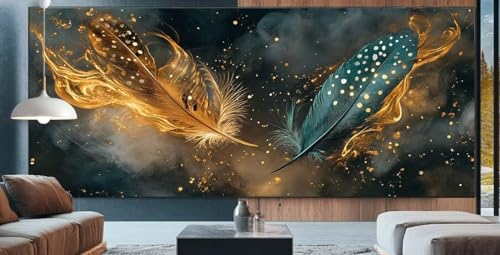 europäisch Diamond Painting XXL 100x250cm Diamond Painting Erwachsene Feder,Diamant Malerei Full Round Kristall Malen Nach Zahlen,Kreuzstich Mosaik Bastelset Set,Home Dekor Geschenke für Frauen L28 von cppxinng