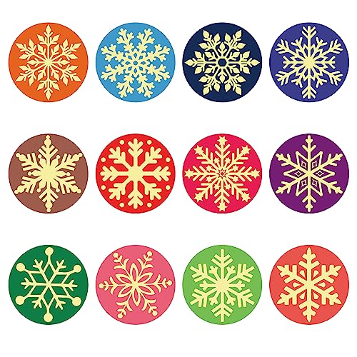 CRASPIRE 120 Stück Schneeflocke Weihnachten Goldfolienaufkleber 12 Stile Winterblume Blumen Runde Etikettenaufkleber Selbstklebende Geprägte Siegel Für Weihnachtsumschläge Hochzeit Medaillendekoration von craspire