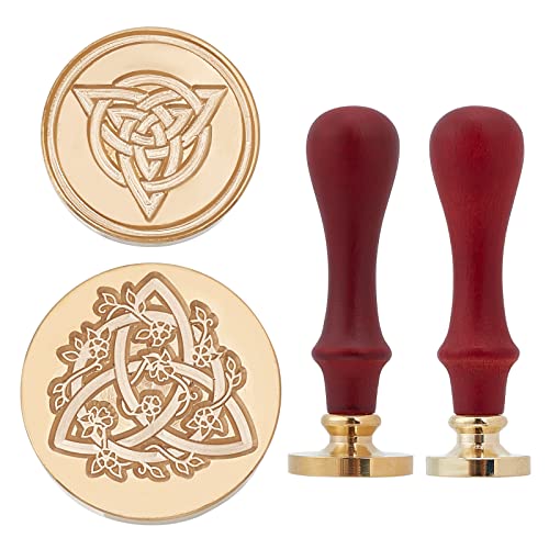 CRASPIRE 2 Set Keltischer Knoten Wachssiegel-Stempel-Kit Herz Siegelwachsstempel Abnehmbarer Messing-Stempelkopf mit Holzgriff für Hochzeitseinladungen Umschlag Weihnachten Thanksgiving Geschenkpapier von craspire