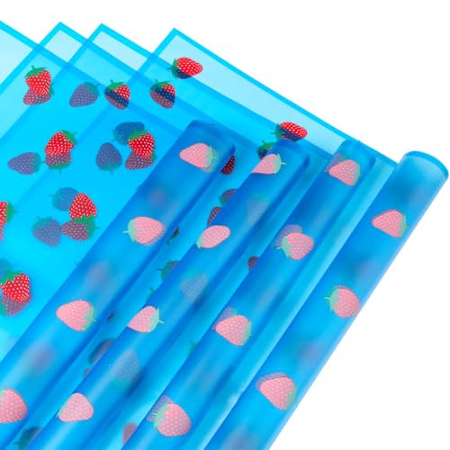 CRASPIRE 20 Blatt Blumenpapier 22,4 x 22,4 Zoll Hochzeitsstrauß Verpackung Wasserfestes Geschenkpapier Plastiksträuße Verpackung DIY Bastelarbeit Erdbeermuster Geburtstagsgeschenke Floristendekoration von craspire