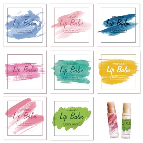 CRASPIRE 80 Stück 8 Stile Lippenbalsam Aufkleber Aquarell Graffiti Muster Selbstklebende Selbstgemachte Bedruckbare Lippenbalsam Etiketten Quadratische DIY Etikettenaufkleber Für Lippenbalsam Behälter von craspire