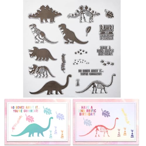 CRASPIRE Dinosaurier Clear Stamps Fossil Footprints Word Reusable Retro Transparent Silicone Stamp Seals for Journaling Card Making DIY Scrapbooking Photo Album Decorative Notebook Decor von craspire