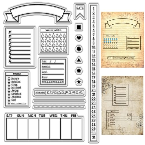 CRASPIRE Kalender Clear Stamps Woche Numer Wiederverwendbare Transparente Silikon Stempel Siegel Poststempel für Journaling Kartenherstellung Dekor DIY Scrapbooking Filmrahmen Fotoalbum Dekorativ von craspire