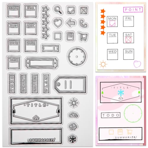 CRASPIRE Kalender Planer Etikett Klare Stempel Woche Datum Vintage Transparente Gummistempel Wiederverwendbare Silikon Stempel Dichtungen für Journal Kartenherstellung DIY Scrapbooking Fotoalbum von craspire