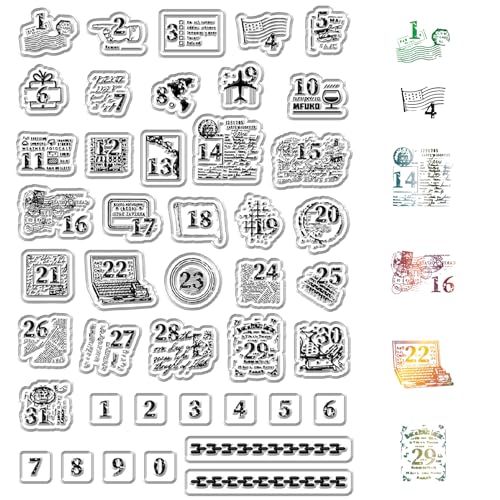 craspire Kalender klare Gummistempel Nummer Digital klein wiederverwendbar Poststempel transparente Silikonstempel Siegel für Journaling Kartenherstellung Dekor DIY Scrapbooking Zubehör Album von craspire