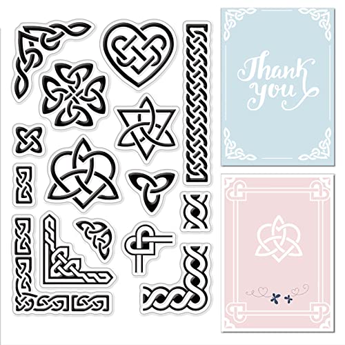 CRASPIRE Keltischer Knoten Clear Stamps Keltischer Knoten Fünfzackiger Stern und Herz Transparenter Silikonstempel Gummistempel für Scrapbooking Geburtstag Fotoalbum Thanksgiving Kartenherstellung 4.3 von craspire