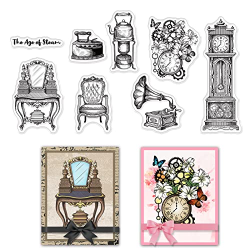 CRASPIRE Klare Silikonstempel Vintage klare Stempel Grammophone Transparente Silikonstempel Klar Gummi Scrapbooking Stempel für Kartenherstellung DIY Thanksgiving Karte Fotoalbum Dekor Handwerk von craspire