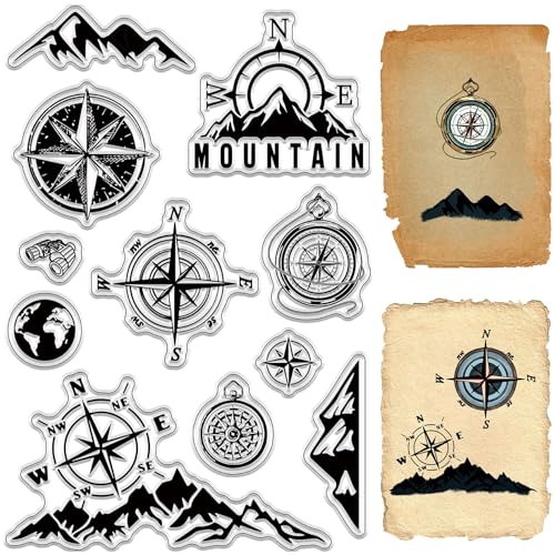 craspire Kompass-Stempel, Berge, Erde, Wiederverwendbar, Retro, Transparent, Silikon-Stempelsiegel Für DIY, Scrapbooking, Zubehör, Journaling, Kartenherstellung, Album, Dekoration, Basteln craspire Kompass-Stempel, Berge, Erde, Wiederverwendbar, Retro, Transparent, Silikon-Stempelsiegel Für DIY, Scrapbooking, Zubehör, Journaling, Kartenherstellung, Album, Dekoration, Basteln von craspire