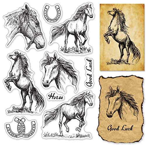 craspire Pferde Clear Stamps Pferde U-Förmige Hufe Transparent Silic1 Stempel Gummistempel Für Scrapbooking Geburtstag Fotoalbum Thanksgiving-Kartenherstellung 4.3 x 6.3 x 0.1 Zoll von craspire