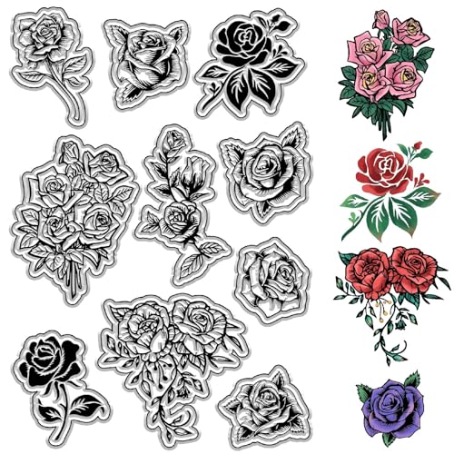 craspire Rose Clear Rubber Stamps Flower Floral Silikonstempel Siegel Transparente Silikonstempel Für Journaling Kartenherstellung DIY Scrapbooking Handgefertigtes Fotoalbum Notizbuchdekor von craspire