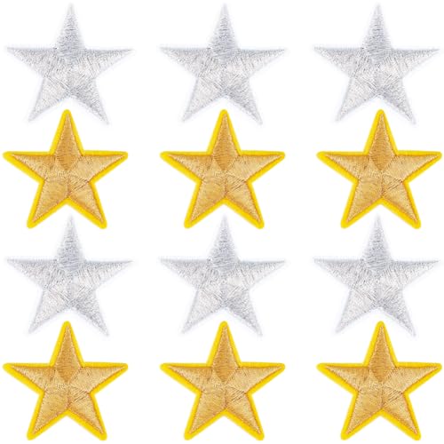 CRASPIRE Stern-Aufnäher zum Aufbügeln, selbstklebende Sternform, Sticktuch, zum Aufnähen, kleine gelbe und weiße Applikationen, Verzierungen, 20 Stück, computergesteuert für Heimwerker, Kleidung, von craspire