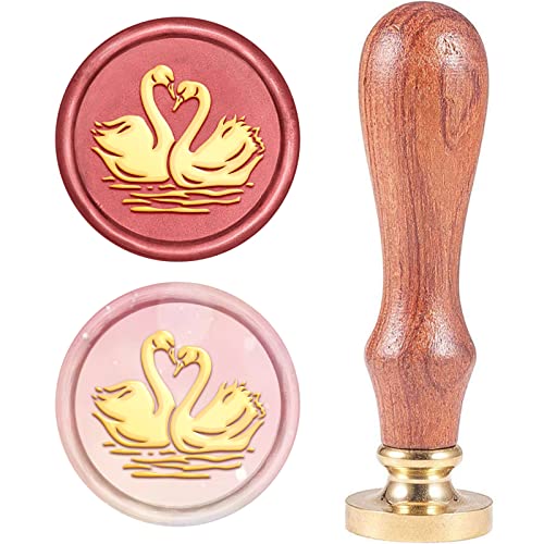 CRASPIRE Wachs-Siegel-Stempel, Jahrgang Wachssiegelstempel Schwan Retro Holzstempel Abnehmbar Messingkopf 25 mm Für Hochzeit Umschläge Einladungen Verschönerung von craspire