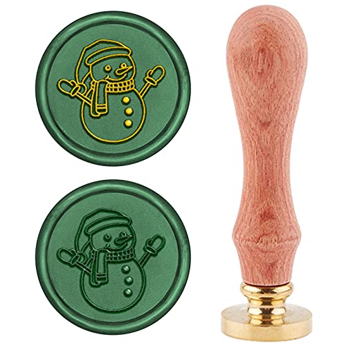 CRASPIRE Wachs-Siegel-Stempel, Siegelwachsstempel Schneemann Retro Holzstempel Wachssiegel 25 mm Abnehmbar Messingdichtung Holzgriff Für Umschläge Einladungen Hochzeit Verschönerung Flasche Dekoration von craspire