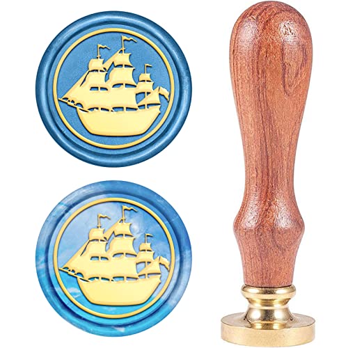 craspire Wachs-Siegel-Stempel, Wachssiegelstempel Segelboot Jahrgang Wachs-Siegel-Stempel Retro Holzstempel Abnehmbar Messingdichtung Holzgriff Für Hochzeitseinladungen Verschönerung von craspire