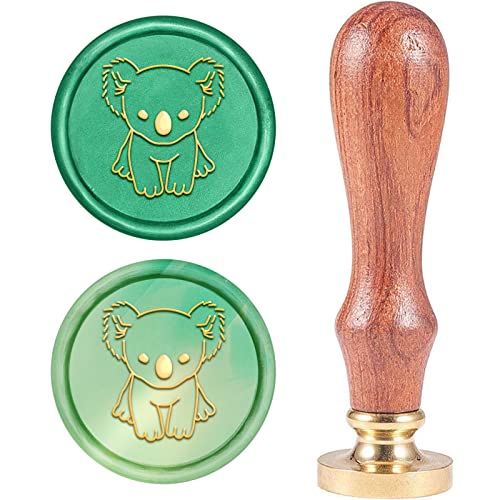 CRASPIRE Wachssiegel Stempel Koala, Tier Siegelwachsstempel Retro Holzstempel Wachssiegel 25 mm Abnehmbar Messingkopf Holzgriff Für Umschlag Einladung Hochzeit Verschönerung Geschenkkarte von craspire